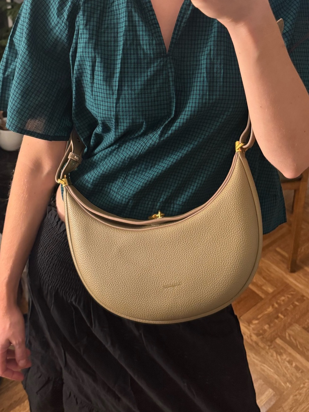 Tan over the shoulder purse